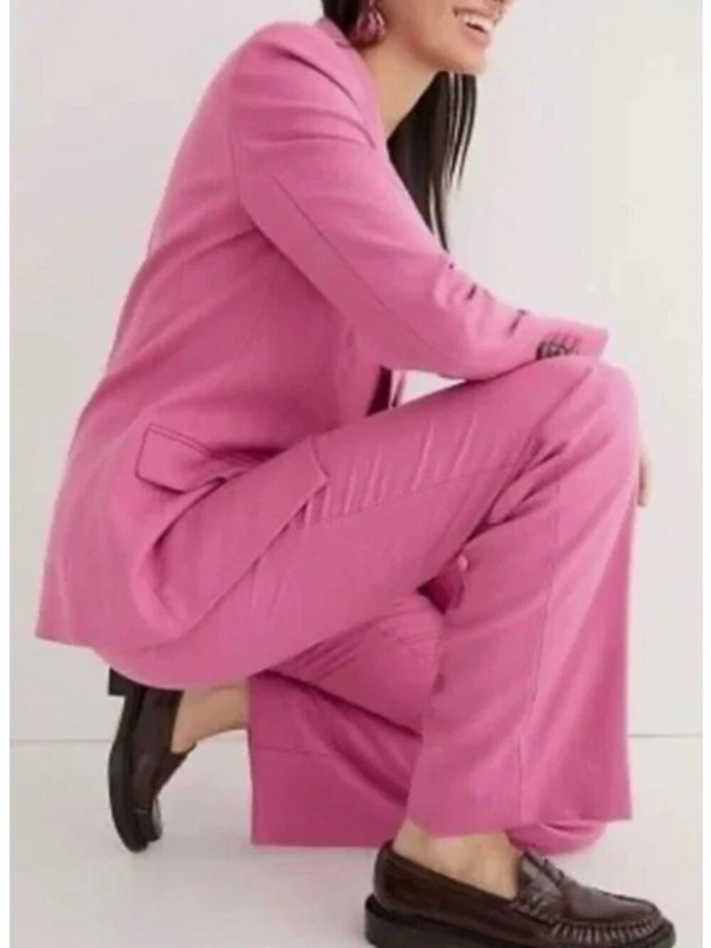EUC J. Crew Pink Willa Full Length Wool Trousers in Size 10 - Picture 3 of 16